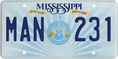 MS license plate MAN231