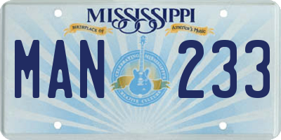 MS license plate MAN233