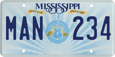 MS license plate MAN234