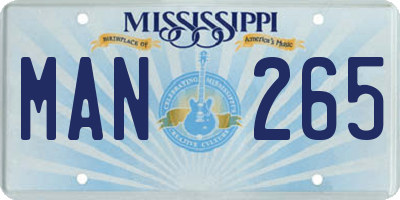 MS license plate MAN265