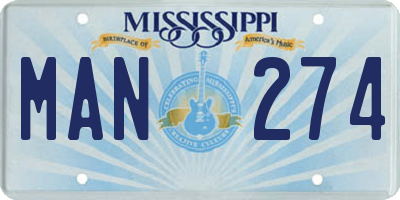 MS license plate MAN274