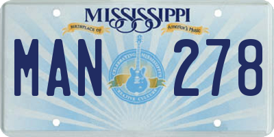 MS license plate MAN278