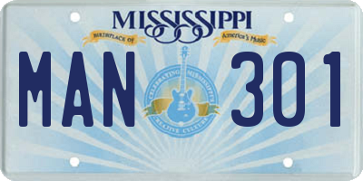 MS license plate MAN301