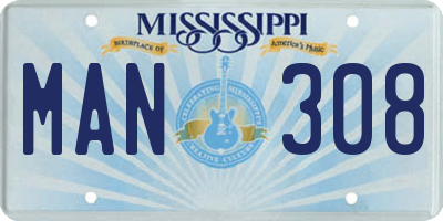 MS license plate MAN308