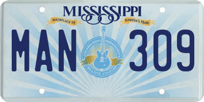 MS license plate MAN309
