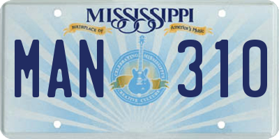 MS license plate MAN310