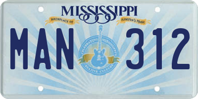MS license plate MAN312