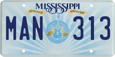 MS license plate MAN313