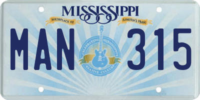 MS license plate MAN315