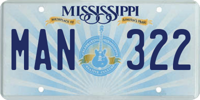 MS license plate MAN322
