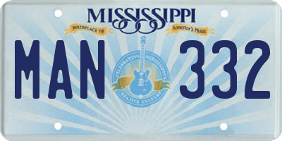 MS license plate MAN332
