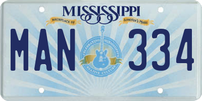 MS license plate MAN334