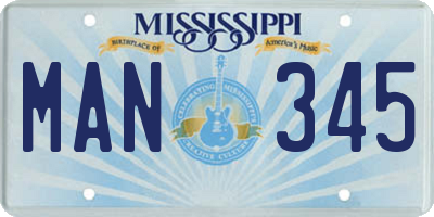 MS license plate MAN345