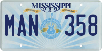 MS license plate MAN358
