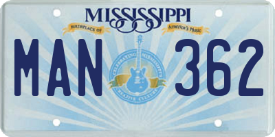 MS license plate MAN362