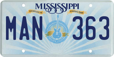 MS license plate MAN363