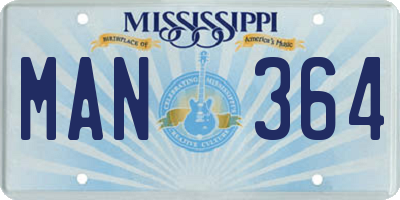 MS license plate MAN364
