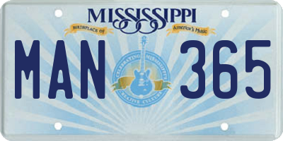 MS license plate MAN365