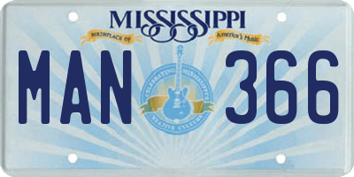MS license plate MAN366