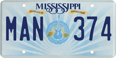 MS license plate MAN374