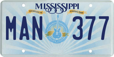 MS license plate MAN377