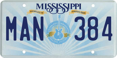 MS license plate MAN384