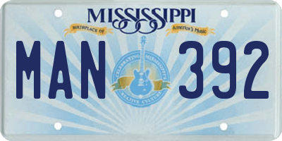 MS license plate MAN392
