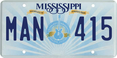 MS license plate MAN415