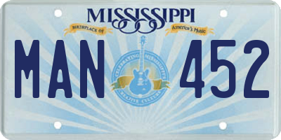 MS license plate MAN452