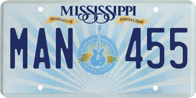 MS license plate MAN455