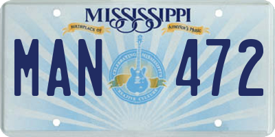 MS license plate MAN472
