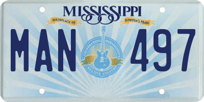 MS license plate MAN497
