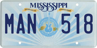 MS license plate MAN518