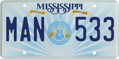 MS license plate MAN533