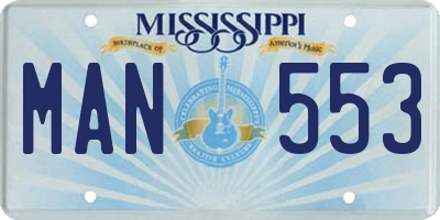 MS license plate MAN553