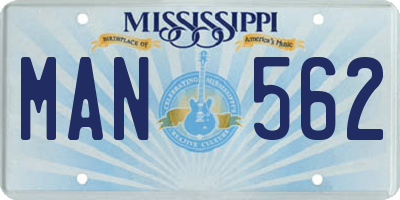 MS license plate MAN562