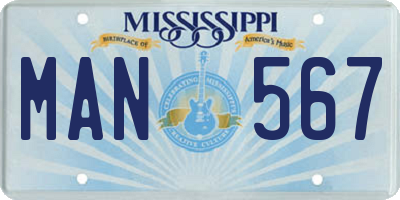 MS license plate MAN567