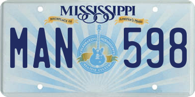 MS license plate MAN598