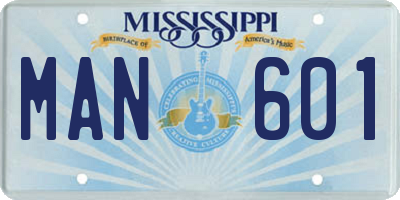 MS license plate MAN601