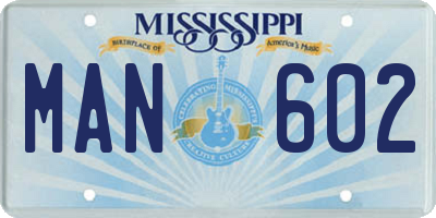 MS license plate MAN602