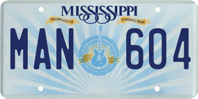 MS license plate MAN604