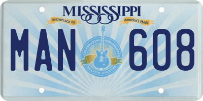 MS license plate MAN608
