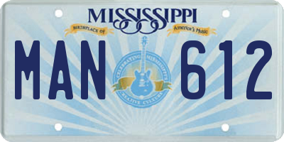 MS license plate MAN612