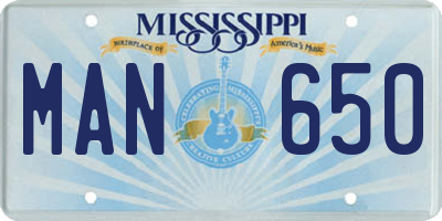 MS license plate MAN650