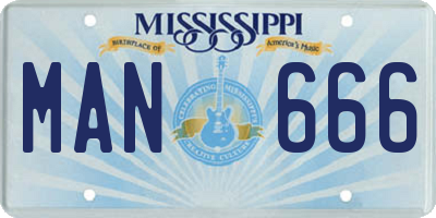 MS license plate MAN666