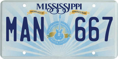 MS license plate MAN667