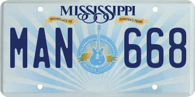MS license plate MAN668