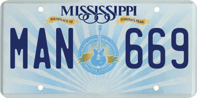 MS license plate MAN669