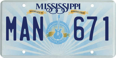 MS license plate MAN671