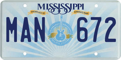 MS license plate MAN672